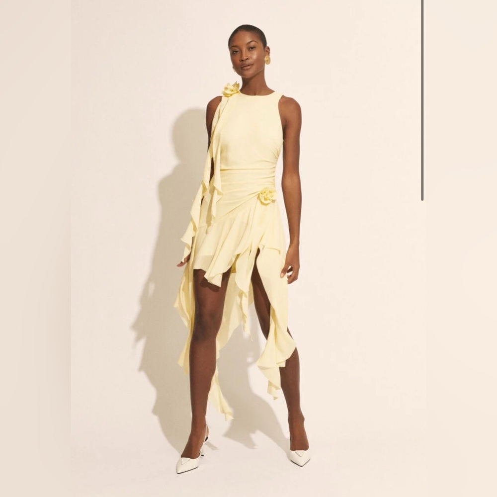 Bardot Ivana Georgette High Low Dress In Canary Yellow